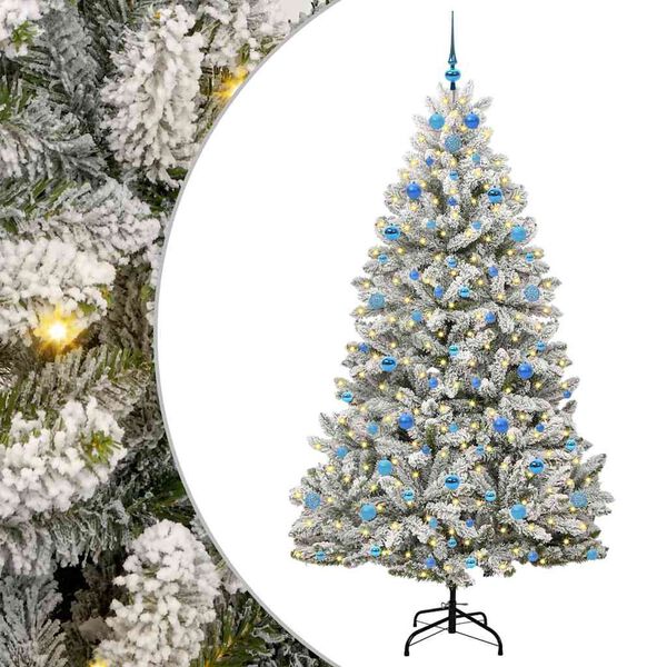 vidaXL K&uuml;nstlicher Weihnachtsbaum Gr&uuml;n und Wei&szlig; 210 cm PVC und Metall