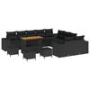 vidaXL Gartensofa-set mit Kissen 14 pcs Schwarz Poly-Rattan