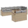 vidaXL Garten-Sofa-Set mit Kissen mit Kissen 9 pcs Beige Poly Rattan