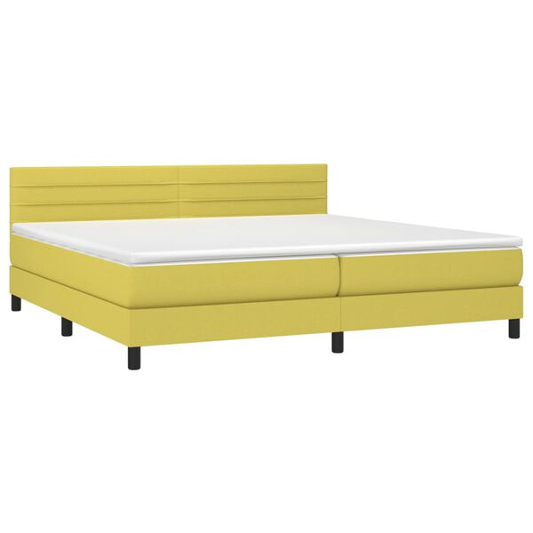 vidaXL Boxspringbett mit Matratze & LED Gr&uuml;n 200x200 cm Stoff