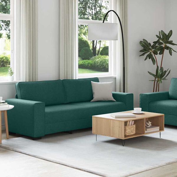 vidaXL 2-teiliges Sofa-Set mit Kissen, dunkelgr&uuml;ner Stoff