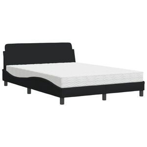 vidaXL Bett mit Matratze "Dover" Schwarz 140x190 cm Stoff