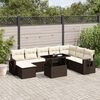 vidaXL 9-tlg. Garten-Sofagarnitur mit Kissen Braun Poly Rattan