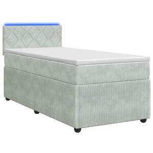 vidaXL Boxspringbett mit Matratze Hellgrau 80 x 200 cm Samt