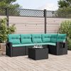 vidaXL 6-teiliges Gartensofa-Set mit Kissen, schwarzes Polyrattan