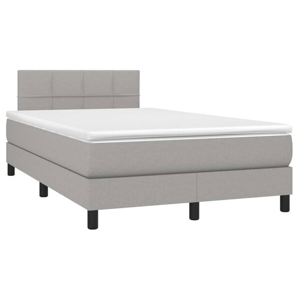 vidaXL Boxspringbett mit Matratze & LED Hellgrau 120x200 cm Stoff