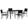 vidaXL Garten Essgruppe 5 stk. Schwarz Poly-Rattan