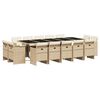 vidaXL 15-tlg. Garten-Essgruppe mit Kissen Beige Poly Rattan