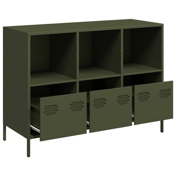 vidaXL Sideboard Olivgr&uuml;n 101,5x39x73,5 cm Kaltgewalzter Stahl