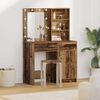 vidaXL Schminktischset mit LED mit Regal 2 pcs Altholz Holzwerkstoff
