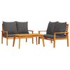 vidaXL 3-tlg. Garten-Lounge-Set mit Kissen Massivholz Akazie