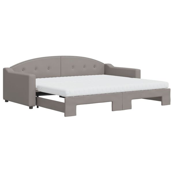 vidaXL Tagesbett Ausziehbar mit Matratzen Taupe 90x200 cm Stoff