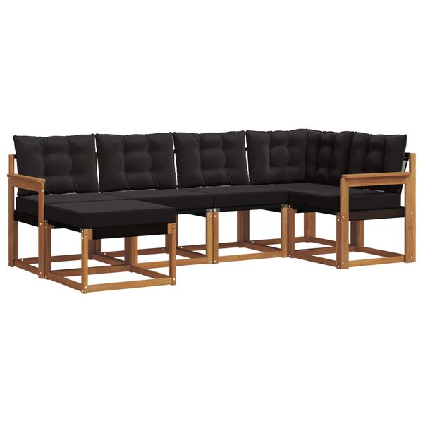vidaXL Outdoor-Sofagarnitur mit Kissen 6 pcs Nat&uuml;rlich und Schwarz