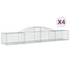 vidaXL Gabionen mit Hochbogen 4 Stk. 300x50x40/60 cm Verzinktes Eisen