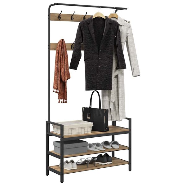 vidaXL Garderobenst&auml;nder Artisan-Eiche 95 x 34 x 184 cm Holzwerkstoff