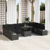 vidaXL Garten-Sofa-Set mit Kissen mit Speicher 11 pcs Schwarz