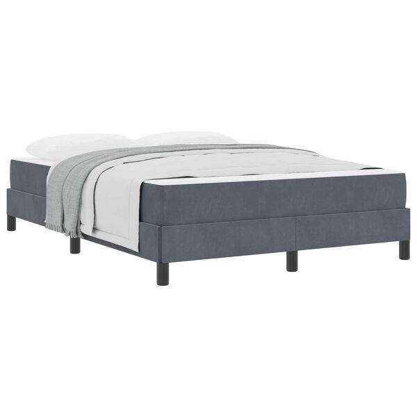 vidaXL Boxspringbett mit Matratze Dunkelgrau 140 x 220 cm Stoff