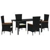vidaXL Garten Essgruppe 5 pcs Schwarz Pulverbeschichteter Stahl