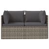 vidaXL Gartensofa 2-Sitzer mit Kissen Grau Poly Rattan