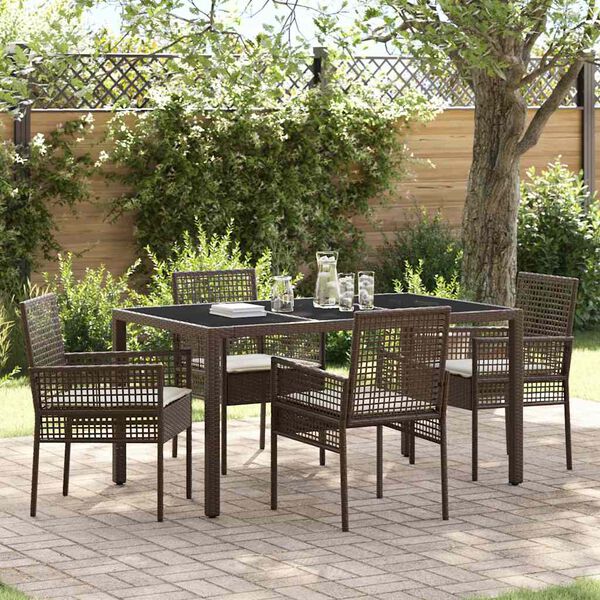 vidaXL Garten Essgruppe 5 pcs Braun Poly-Rattan