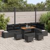 vidaXL Garten-Sofa-Set mit Kissen 10 pcs Schwarz Poly Rattan