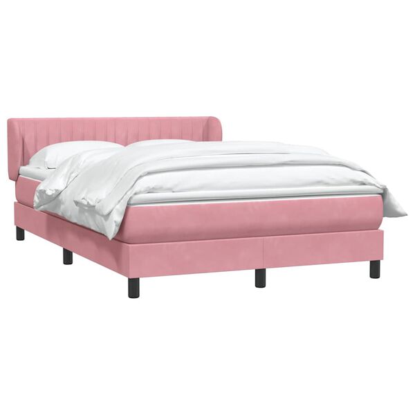vidaXL Boxspringbett mit Matratze Rosa 140x220 cm Samt