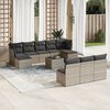 vidaXL 11-tlg. Garten-Sofagarnitur mit Kissen Grau Poly Rattan