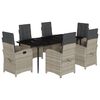 vidaXL 7-tlg. Garten-Essgruppe mit Kissen Hellgrau Poly Rattan
