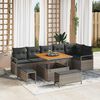 vidaXL Garten-Sofa-Set mit Kissen mit Speicher mit Kissen 9 pcs Grau