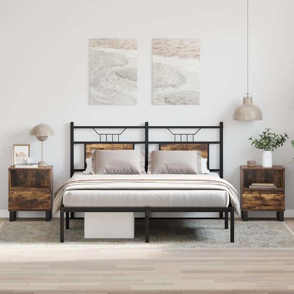 vidaXL Nachttische 2 Stk. Räuchereiche 40x35x50 cm Holzwerkstoff