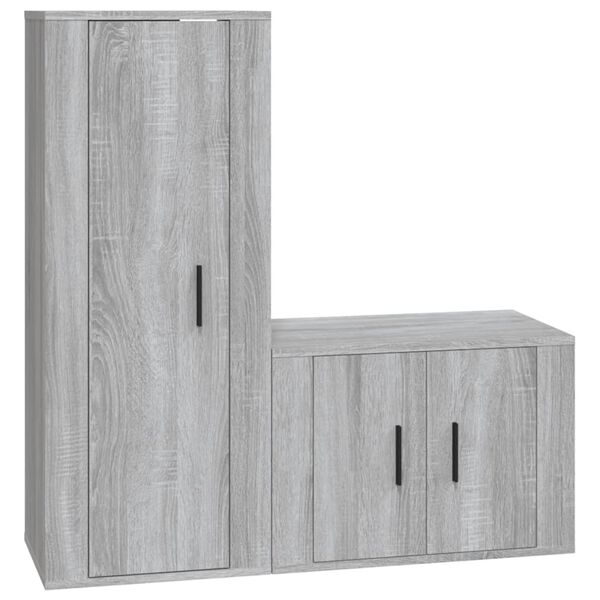 vidaXL 2-tlg. TV-Schrank-Set Grau Sonoma Holzwerkstoff