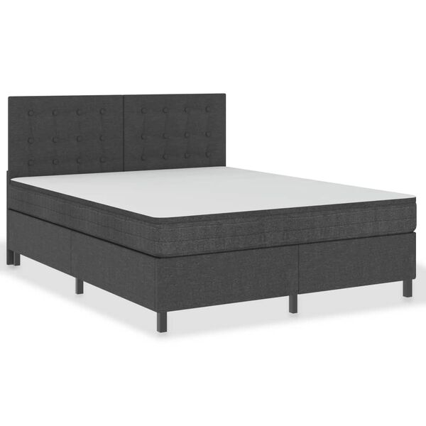 vidaXL Boxspringbett Dunkelgrau Stoff 160x200 cm