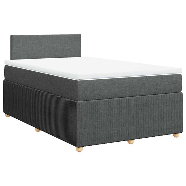 vidaXL Boxspringbett mit Matratze Dunkelgrau 120x200 cm Stoff