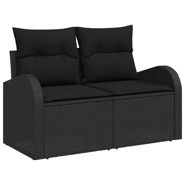 vidaXL Sofa Set mit Kissen mit Speicher 6 pcs Schwarz Poly-Rattan