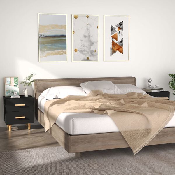 vidaXL Nachttische 2 Stk. Schwarz 40x35x47,5 cm