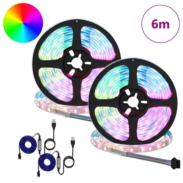 vidaXL LED Streifen 2 pcs Schwarz und Transparent 3000 mm