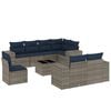 vidaXL 9-teiliges Gartensofa-Set mit Kissen, grau, Polyrattan