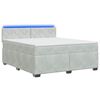 vidaXL Boxspringbett mit Matratze und LED Hellgrau 140 x 200 cm Samt