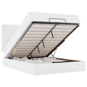 vidaXL Ottoman-Bett mit Matratze Wei&szlig; 140x200 cm Kunstleder