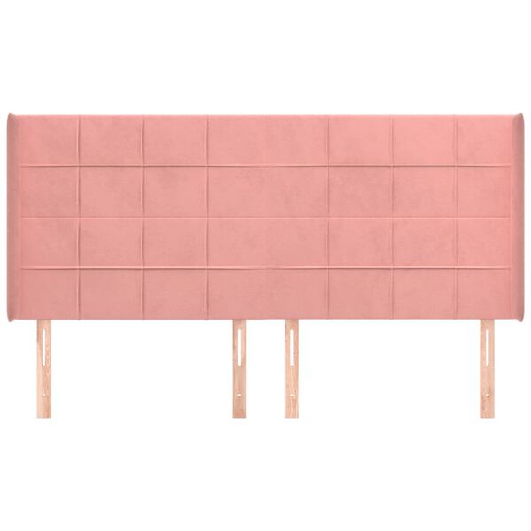 vidaXL Kopfteil mit Ohren Rosa 163x16x118/128 cm Samt