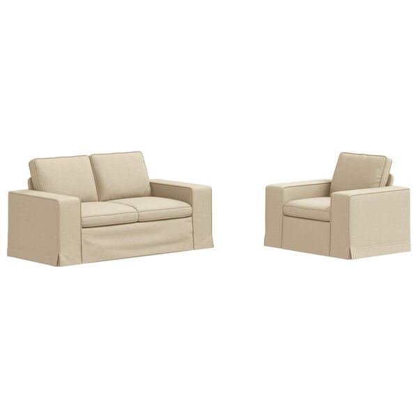 vidaXL Sofa Set 2 pcs Creme 182 x 80 x 82 cm Stoff