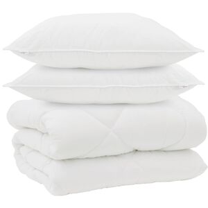 vidaXL Winterbettdecke mit Kissen 3 Stk. Wei&szlig; Mikrofaser
