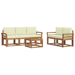 vidaXL Outdoor-Sofagarnitur mit Kissen 6 pcs Natur und Creme