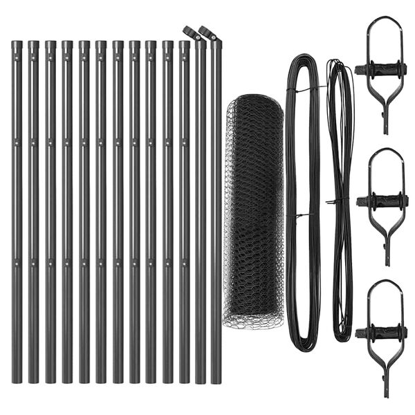vidaXL Zaunpfosten Grau 25 x 0,5 m (13 mm Maschen) Stahl