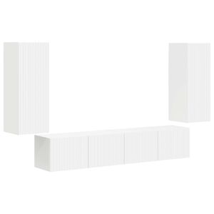 vidaXL TV-Wandregal-Set Wandmontiert 4 pcs Wei&szlig; Holzwerkstoff