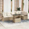 vidaXL Garten-Sofa-Set mit Speicher 7 pcs Beige Poly Rattan