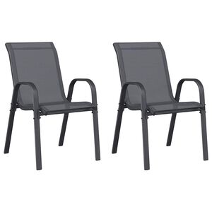 vidaXL Stapelbare Gartenst&uuml;hle 2 Stk. Grau Textilene
