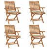 vidaXL Klappbare Gartenstühle mit Kissen 4 Stk. Massivholz Teak