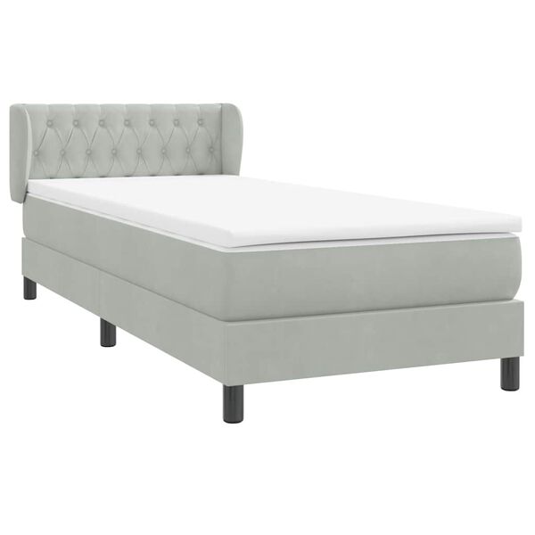 vidaXL Boxspringbett mit Matratze Hellgrau 80x210 cm Samt