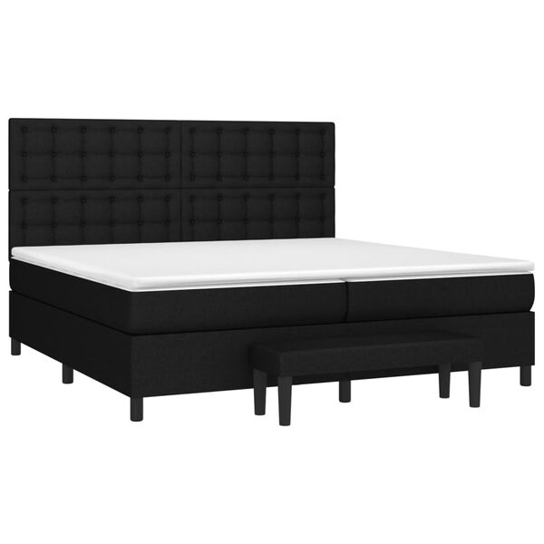 vidaXL Boxspringbett mit Matratze Schwarz 200x200 cm Stoff